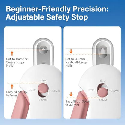 Cat Nail Clippers, Adjustable Hole Anti Over Cutting Trimmer with Hidden File & Anti-Splash Storage for Small Pets (Pink) - Image 6