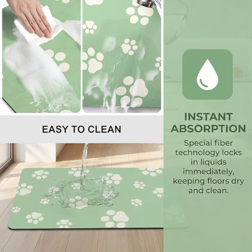 Pet Feeding Mat Dog Cat Food Mat Absorbent No Stains Quick Dry Rubber Bottom Anti-Slip Water Bowl Mats Easy to Clean for Indoor Pet Placemats Water Dispenser Mat - Image 4