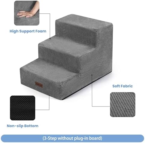 Aodisman Dog Stairs for Small Dogs,Wider 3-Step Pet Steps for Couch & Bed - Image 3