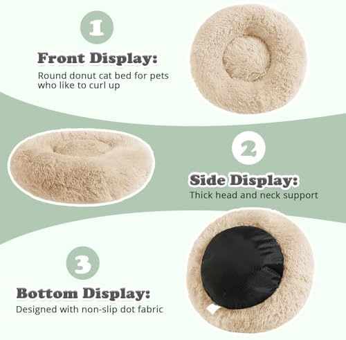 JOLLYVOGUE Dog & Cat Bed, Calming Anti-Anxiety Pet Bed for Small Dogs, Fluffy Donut Cushion for Small and Medium Pets (20") - Image 4