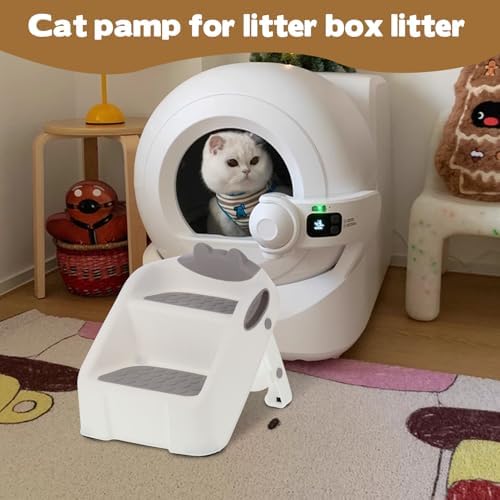 Cat Ramp for Litter Box,White Plastic Cat Ramp Fit for Automatic Litter Box,Double Layer Steps with Non-Slip Rubber Feet, Step for Small & Elderly Cats - Image 5