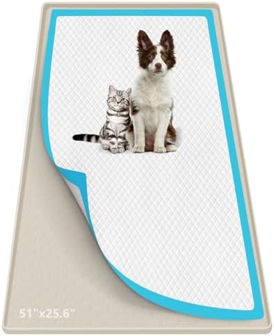 Pee Pad Holder for Dogs 51''x25.6'' Silicone Puppy Pee Pad Tray, Beige by Bartuke