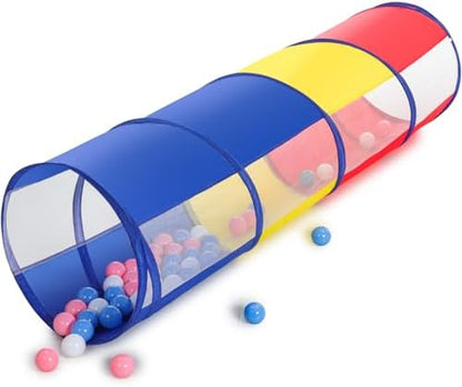 Kids Play Tunnel Tent for Toddlers, Colorful Pop Up Crawl Through Passage, Indoor & Outdoor Pipe Toy for Kids Backyard Playset, Dog Cat Pet Tunnel (Red, Yellow and Blue Tunnel) by Hoohtoot