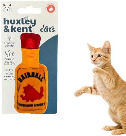 Huxley & Kent Plush Crinkle Catnip Cat Toy, Hairball Cinnamon Whisky by HuxleyKent