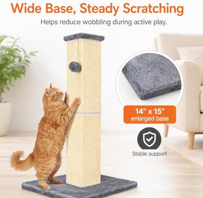 Cat Scratching Post for Indoor Cat, 32 Inch Large Cat Scratcher Grey - Image 3