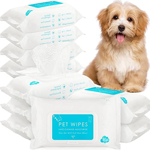 Treela 10 Pack Dog Pet Wipes, 80 Count Paws Body, Unscented by Treela