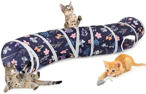 Glittme S-Shape Cat Tunnel, Foldable Cat Tunnels for Indoor Cats by Glittme