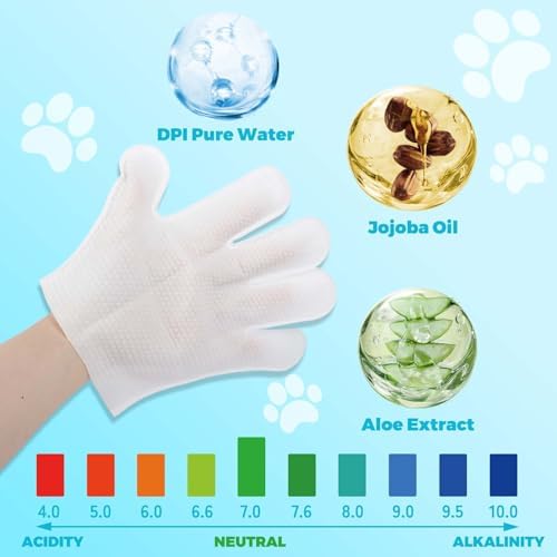 Disposable Pet Grooming Gloves 6 Pack, Waterless No Rinse Bathing Mitts, Deodorizing Pet Glove Wipes for Dogs, Cats, Puppies and Kittens, Home & Travel Use - Image 3