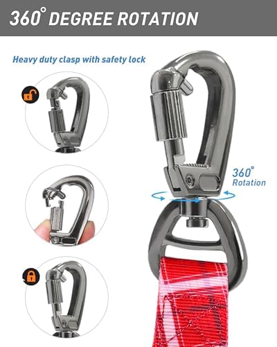Hotsky Tactical Bungee Shock Absorbing No Pull Dog Leash,Red Plaid,4-6FT - Image 4