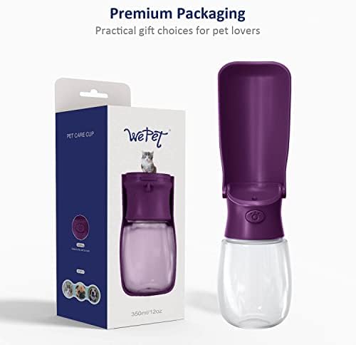 WePet Foldable Portable Dog Water Bottle Puppy Water Dispenser with Drinking Feeder, 12 OZ, High-Temperature Resistant Leak Proof for Pets Outdoor Walking, Hiking, Travel, Food Grade Plastic BPA Free - Image 7