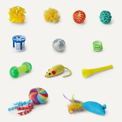 Amazon Basics Cat Toy Set, 20 Piece Variety Pack with Teaser, Ball, Feather, Spring - Image 5