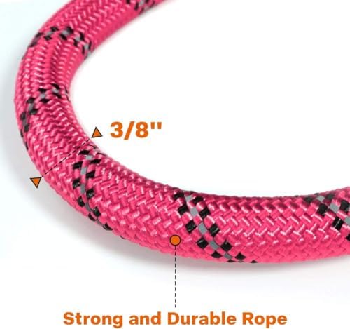 Taglory Rope Dog Leash for Small Medium Dogs, 4 FT Padded Handle, Pink - Image 3