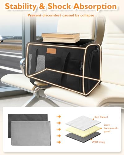 PETUX Airline Approved Pet Carrier for Small Cats up to 12 lb, Black - Image 4