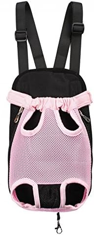 Pet Dog Puppy Cat Carrier Five Holes Backpack Double Shoulder Straps Mesh Front Chest Backpack Bag, M, Pink by MOJUN