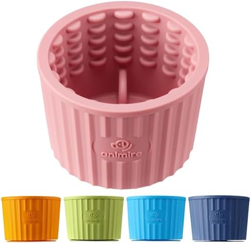 Dog Lick Bowl, Anxiety Relief Dog Licking Mat Freezer Treat Dispenser, Non-Slip Anti-Choking Silicone Slow Feeder Lick Bowl for Small Medium & Large Breed Dogs, BPA Free(Pink,S) by Animire
