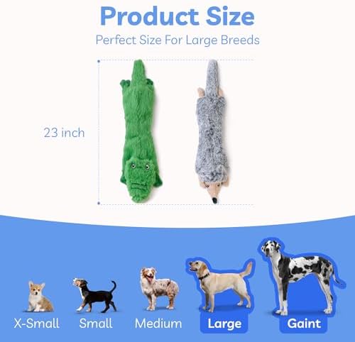 SHARLOVY Dog Squeaky Toys No Stuffing 2 Pack, Plush Crinkle Dog Toys for Large Breed, Durable Doggie Chew Cute Animals Puppy Toy for Teething - Image 6