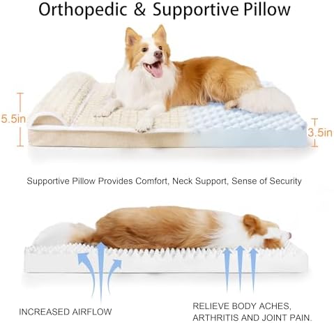Orthopedic Large Dog Bed Pillow Pet Sofa Bed 36''X24'' Ivory - Image 6