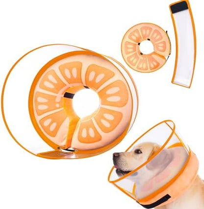 Inflatable Dog Cone Collar for Large Medium Small Dogs, Soft Dog Donut Collar Adjustable Recovery Cone for Pets After Surgery, Extra Enhanced Anti-Licking Guard Shield for Pets (Large, Orange) by Mariyago