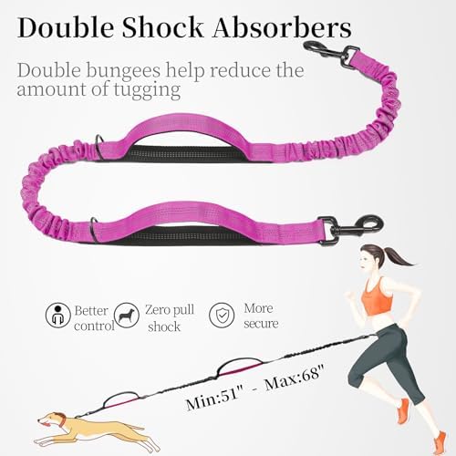 iYoShop Hands Free Dog Leash with Zipper Pouch, Large, 25-120LB, Very Berry - Image 5