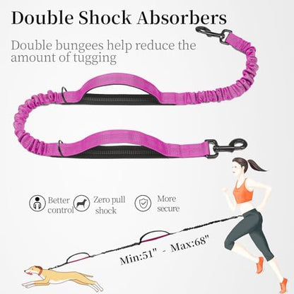 iYoShop Hands Free Dog Leash with Zipper Pouch, Large, 25-120LB, Very Berry - Image 5