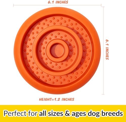 Slow Feeder Lick Mat for Dogs - Keep Them Busy - Natural Rubber Dog Frozen Treat Toys - Durable Interactive Enrichment Toys - Licking Dish for Dog De-Stressing, Orange - Image 4