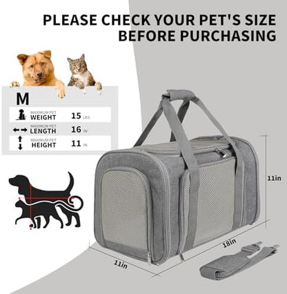 Carriers Soft-Sided Large Pet Carrier for Cats Dogs Small Animals Up to 35Lbs,Top Load Carrier,Ventilated Design,Portable Cat Carrier Airline Approved(X-Large, Grey) - Image 4