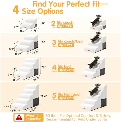 Topmart High Density Foam Dog Steps 4 Tiers,Extra Wide Deep Pet Steps - Image 6