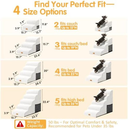 Topmart High Density Foam Dog Steps 4 Tiers,Extra Wide Deep Pet Steps - Image 6
