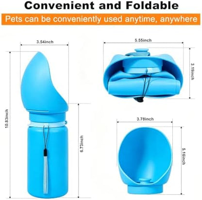Dog Water Bottle, Silicone Foldable Pet Water Bottle, 550ml (18.6oz), Grey - Image 2