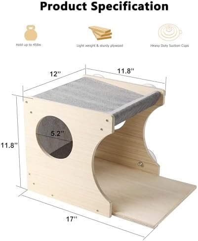 Cat Window Perch，2-Tier Hammock & Hideaway House with Strong Suction Cups - Image 6