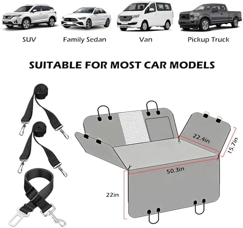 Back Seat Extender for Dogs, Hard Bottom Car Seat Cover for Dogs - Image 4