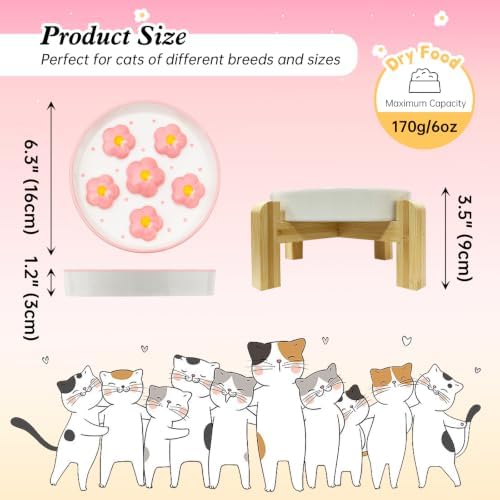 Elevated Ceramic Slow Feeder Cat Bowl with Anti-Slip Bamboo Stand - Image 2