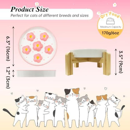 Elevated Ceramic Slow Feeder Cat Bowl with Anti-Slip Bamboo Stand - Image 2