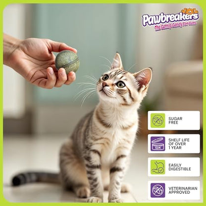 Pawbreakers 4 Bonkas Catnip Balls - All Natural Cat Treats & Toys, Medical Grade Catnip, Safe & Digestible, Hypoallergenic & Vegan - 1/2 oz, 1.25 Inch Diameter, Made in USA - Image 6