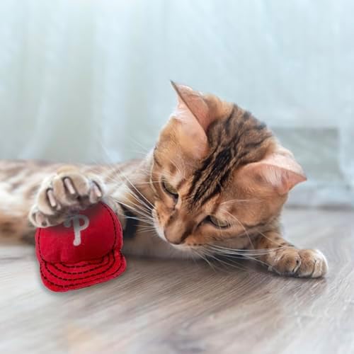 Best Plush CAT Toy - MLB Philadelphia Phillies Complete Set of 3 Piece Cat Toys Filled with Catnip. Incld: 1 Baseball Cap Cat Toy, 1 Baseball Cat Toy with Feathers & 1 Beer Bottle. Team Logos - Image 3