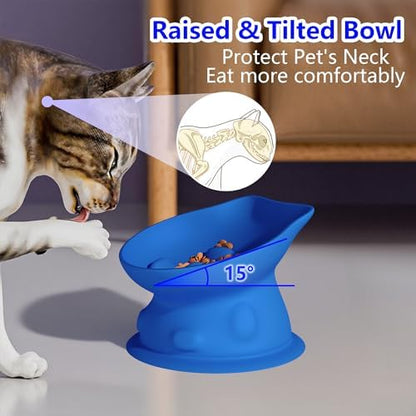 Slow Feed Cat Bowl, Elevated Cat Food Dish with Tilted Design, Dual-Use for Dry and Wet Food, Anti-Vomit, Anti-Choking, Easy to Clean - Image 4