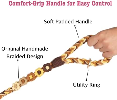 5FT Braided Cotton Rope Leash for Small, Medium and Large Dogs, Golden Harvest - Image 3