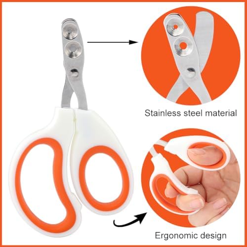 Bearded Dragon Nail Clippers, Stainless Steel Cat Nails Trimmer, Small Animal Nail Clippers for Birds Hamsters Rabbits Chameleon, Bearded Dragon Supplies Professional Claw Trimmers(Orange) - Image 3
