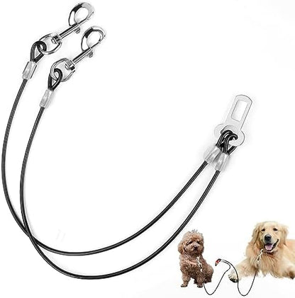 Dog Seat Belt Harness for Car,2pcs Dog Seatbelt of Coated Wire Leash Safety Restraint,No Chew Tether Cable Vehicle Dogs Accessories,Double Clips & Latch (2-in-1 Harness, 32 inch/80 CM) by MiMetty