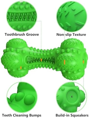 SCHITEC Squeaky Dog Chew Toy for Aggressive Chewers Large Breed, Tough Interactive Teething Rubber Bone for Big Medium Dogs - Image 5