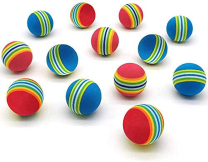 VOVIGGOL 12 Pack 2 Color Rainbow Cat Toy Balls Soft EVA Foam Interactive Indoor Kittens Favorite Toys 1.38" Dia. Small Dogs Puppies Toy Balls Bulk Activity Chase Quiet Play Sponge Ball - Image 2
