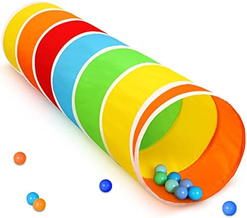Kids Play Tunnel Tent for Toddlers, Colorful Pop Up Crawl Tunnel Toy for Baby or Pet with Breathable Mesh, Collapsible Gift for Boy and Girl Play Tunnel Indoor and Outdoor Game by Moncoland