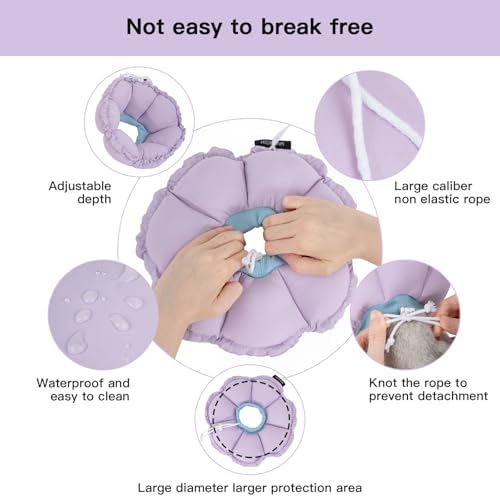 H HIDREAM Soft Cat Cone Collar， Cute Adjustable Cat Recovery Collar，Elizabethan e Collar that can Protect Head and Foot Wounds，Purple Flower All-Season Style - Image 4