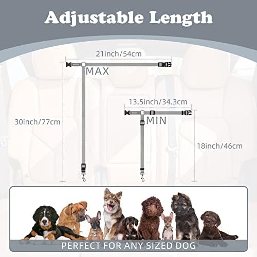 BWOGUE 2 Pack Dog Seat Belt for Car, Headrest Restraint Strap Set, Gray - Image 4