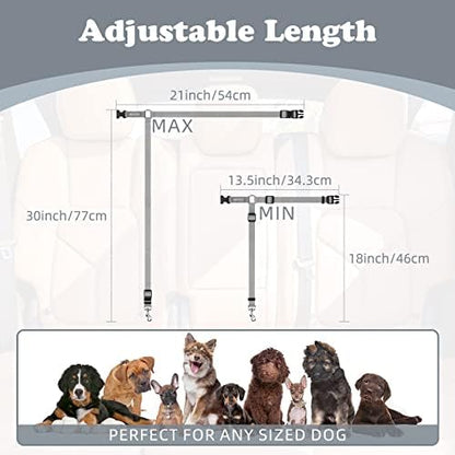 BWOGUE 2 Pack Dog Seat Belt for Car, Headrest Restraint Strap Set, Gray - Image 4
