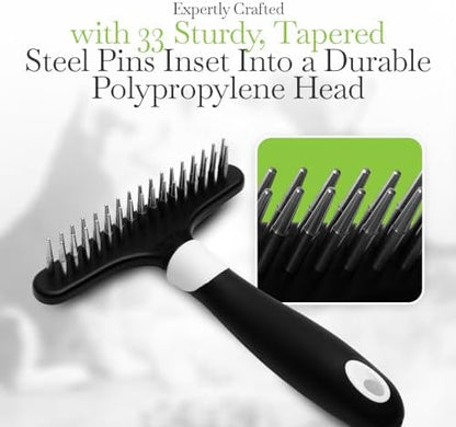 Fuller Brush Undercoat Pet Rake - 33 Sturdy Tapered Steel Pins Inset into Polypropylene Head - Ergonomically Designed Rubberized Handle - Reduce Tangles, Remove Loose Undercoat for Shed-Free Groom - Image 3