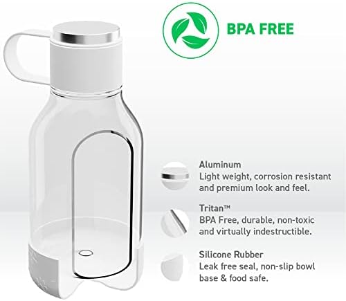Asobu Buddy Bottle a Stainless Steel Insulated Water Bottle for with Removable Dog Water Bowl and Dog Food and Treat Storage Bowl (White, Tritan 50 oz Water Bottle with Bowl) - Image 3