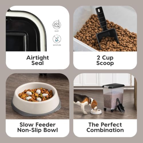 IRIS USA Dog Food Container & Slow Feeder Bowl, Up to 30 lbs, Black - Image 5