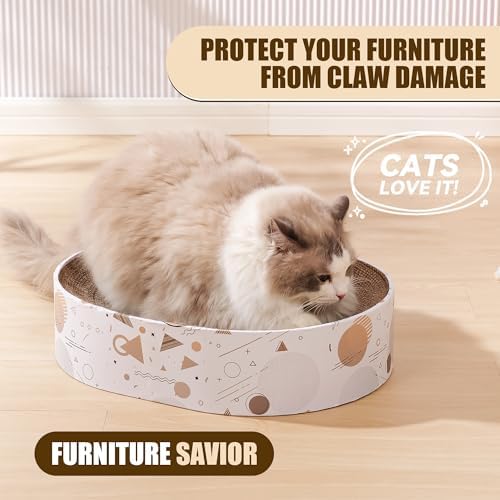 SMARTBEAN Oval Sturdy Cat Scratching Cardboard Pad Breathable Cat Scratch Pad, Cat Scratching Cardboard for Indoor Cats, Furniture Protecter - Image 2