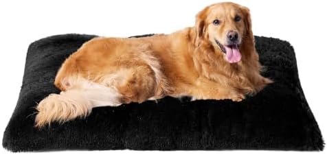 EHEYCIGA Fluffy Dog Crate Bed, Plush Extra Large Dog Pillow, Black by EHEYCIGA
